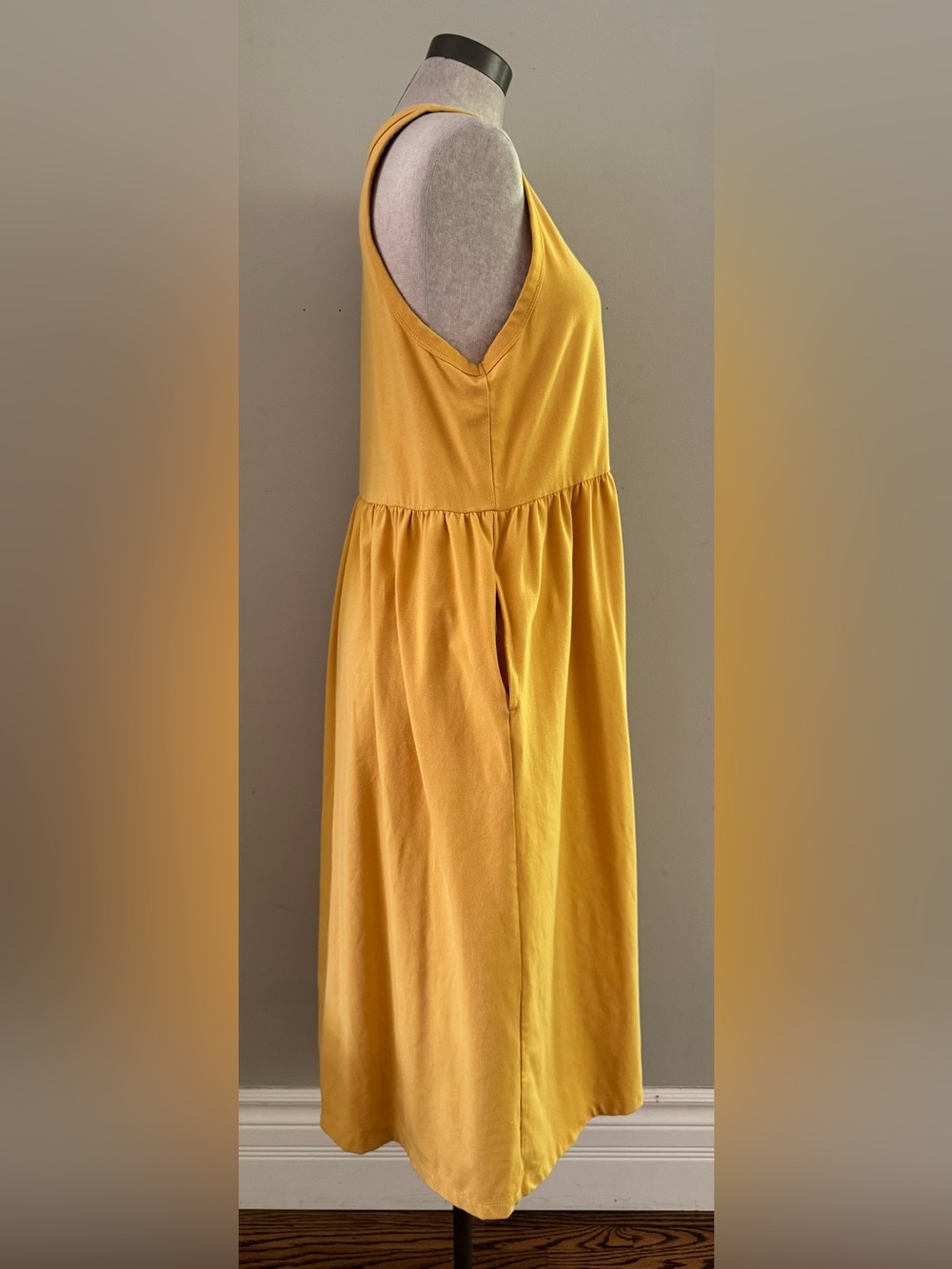 Buffalo David Bitton Yellow Sleeveless Stretch Cotton Midi Dress with Pockets XL - Picture 7 of 11